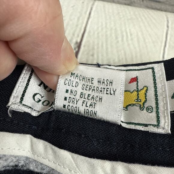 Vintage Augusta National Golf Shop Shorts Mens 40x7 Navy Blue Pleated Logo - Picture 11 of 12